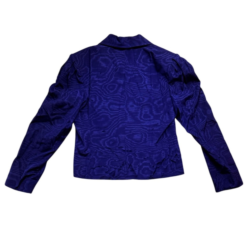 Vintage NWT Indigo Woodgrain-Print Silk Dinner Jacket Size 14 - Picture 4 of 9